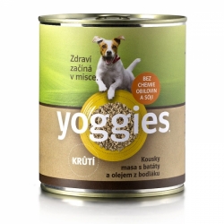 Yoggies konzerva pro psy s krůtím masem a batáty 800g